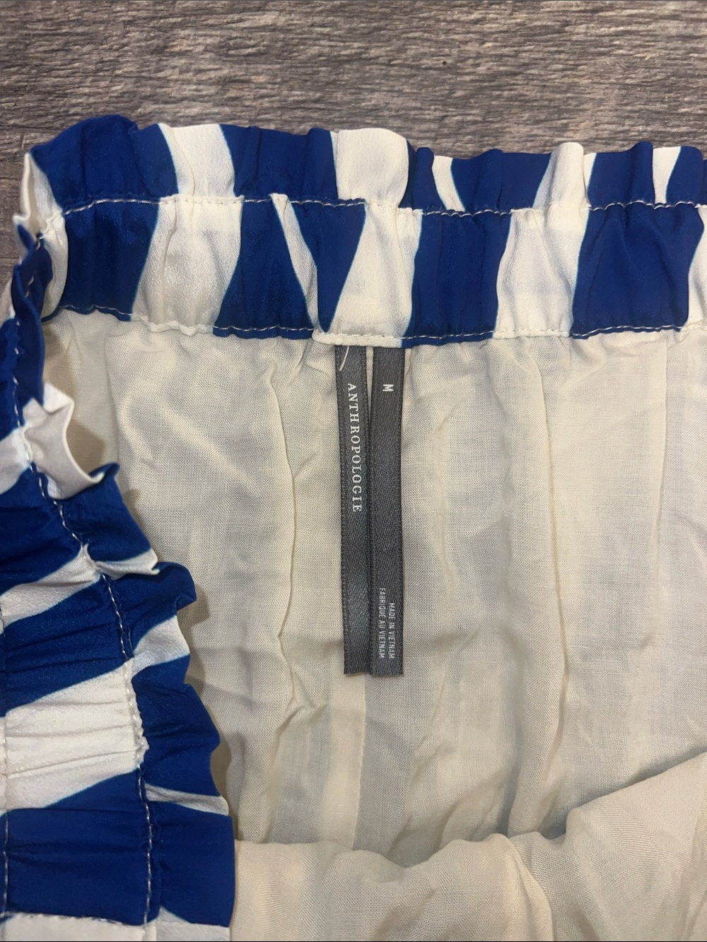 Anthropologie Blue White Pleated Chevron Midi Skirt M - Picture 2 of 7